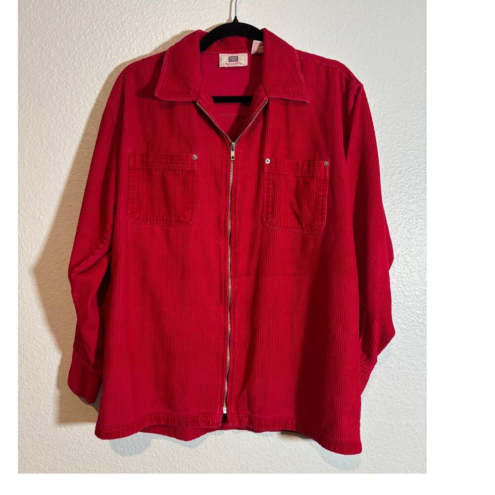 Vintage 90s Faded Glory Women's Size Small Red Corduroy Cotton Zip-Up Jacket